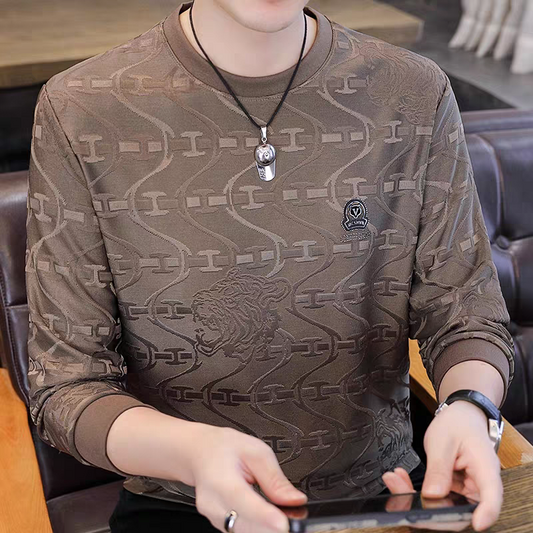 Chain Crest Embossed Full Sleeve T-Shirt