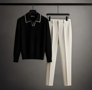 Obsidian Crest Knit Polo Set