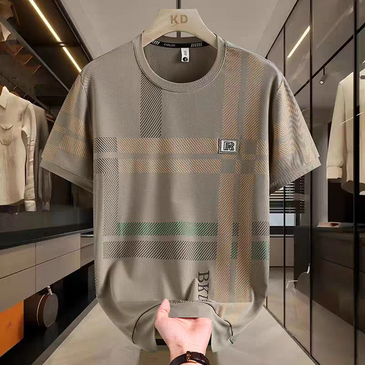 Regal Grid Graphic Round Neck T-Shirt