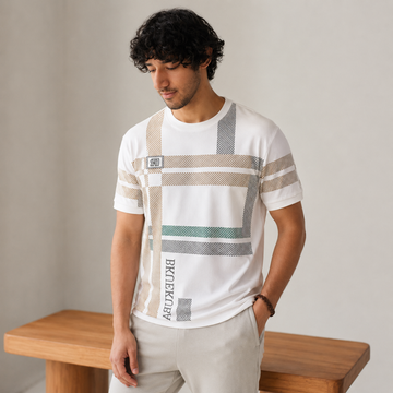 Regal Grid Graphic Round Neck T-Shirt