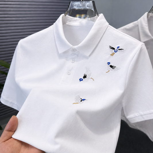 Golden Aviary Embroidered Crest Polo T-Shirt