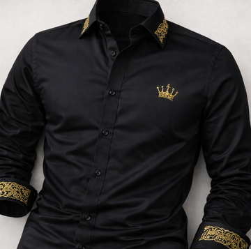 Regal Crown Embroidered Satin Shirt